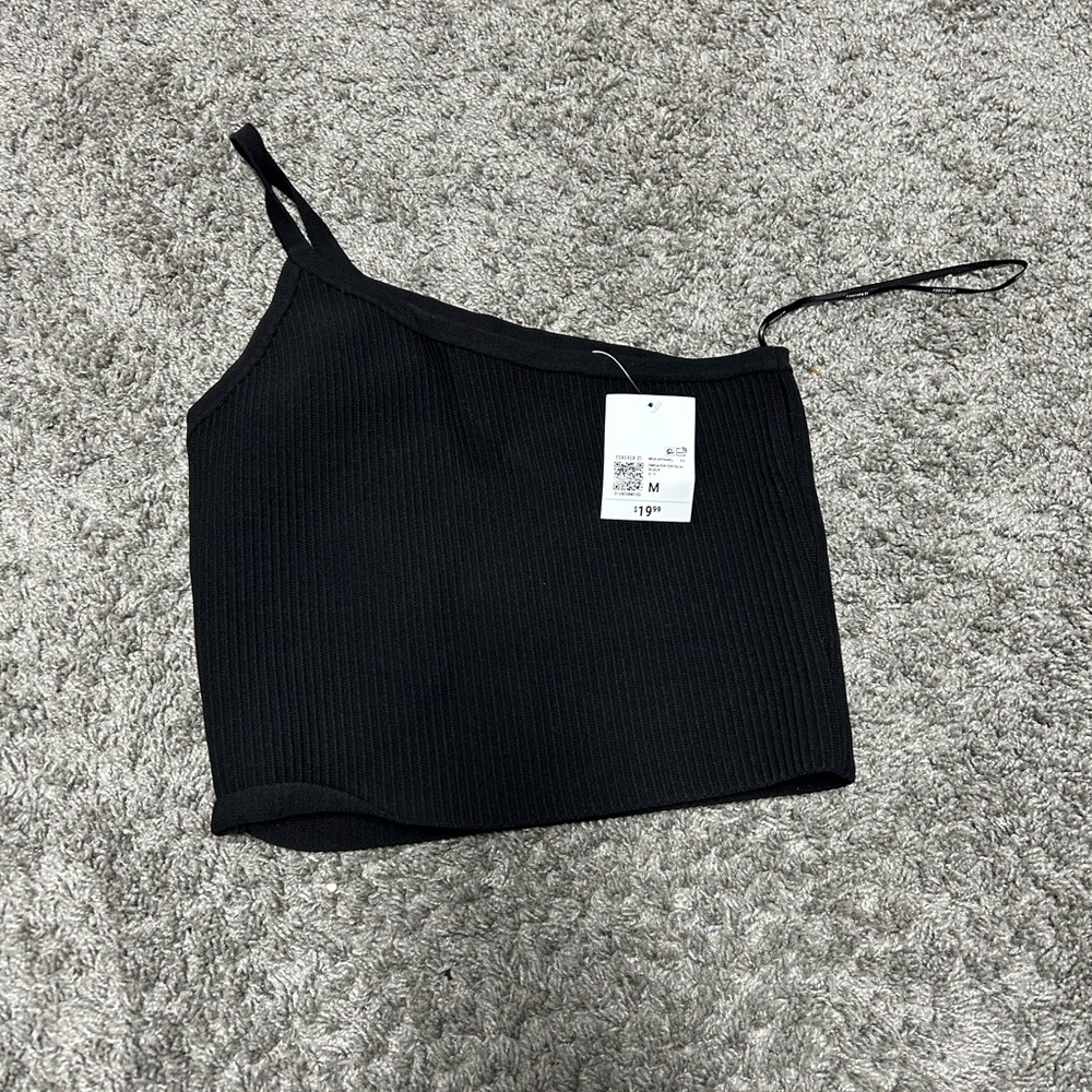 Forever 21 Black One-Shoulder Crop Top
